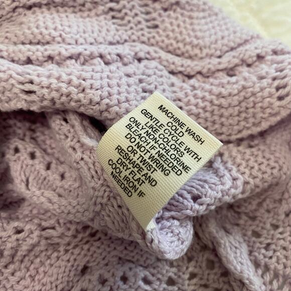 Jessica Simpson Crochet Knit Lavender Tie Top Size Small Boho Coastal western - Picture 3 of 7